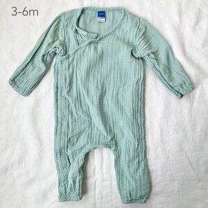 SOLD! Old Navy 3-6 Months Baby Cotton Crinkle Gauze Light Blue Kimono Romper
